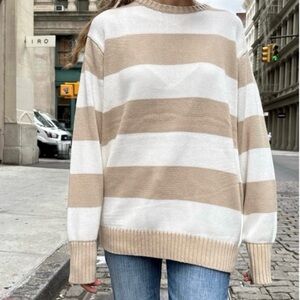 Brandy Melville Brianna Beige Tan & white stripes Sweater